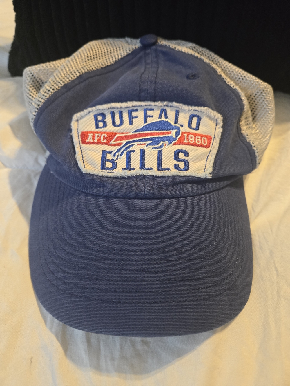 47 Brand Black and Blue Trucker Cap with Mesh Lining